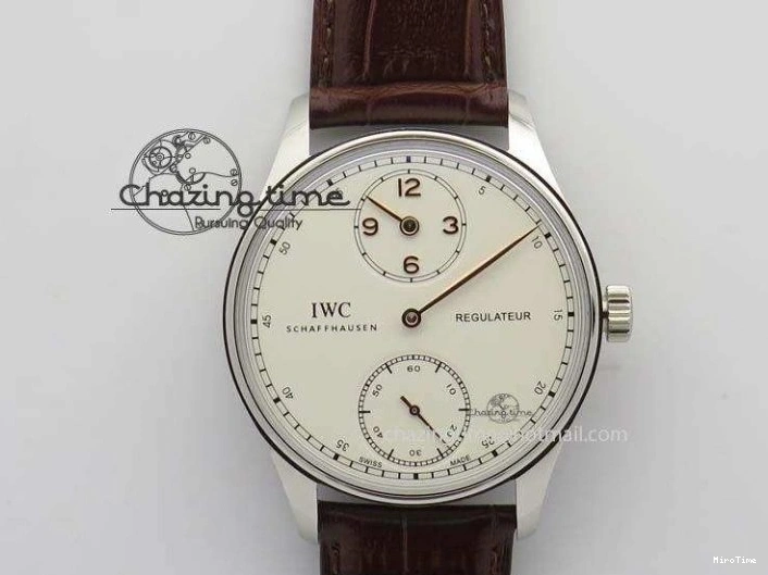 MIROTIME 0507 Sustainable Portuguese IW5444 SS White Dial RG Numbers On Brown Leather Strap A 7256